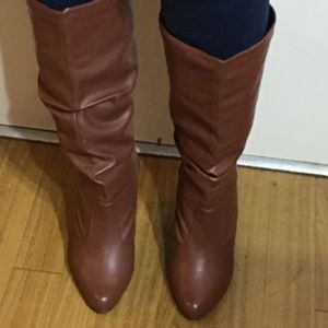 Tan colored calf boots (wide calf friendly)